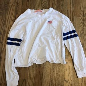 Copped long sleeve t-shirt American flag patch